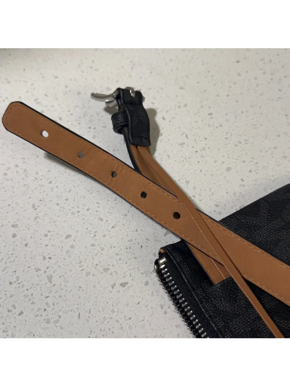 Michael Kors‎ Logo Belt Bag Black Gray Brown Waist Fanny Pack Purse Sz Medium